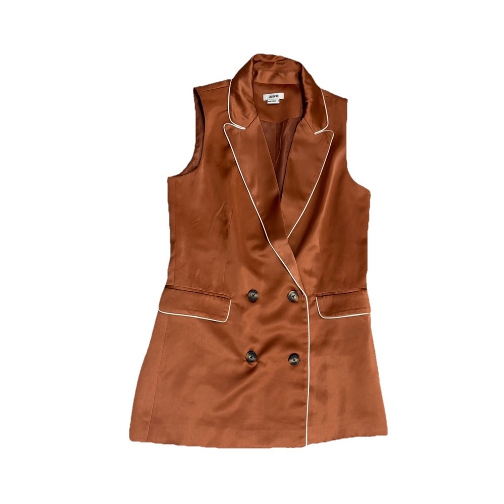 Jason Wu Silky Vest Copper Double Breast Long Cocktail Business Designer S 4 6